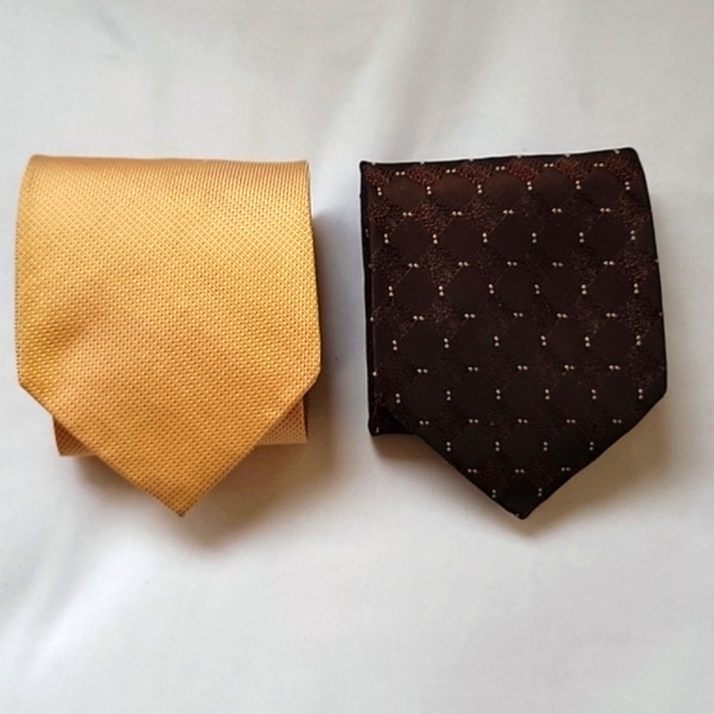 Donna Karen Signature Burgundy tie and Valentine Cravatte Collection Orange Gold